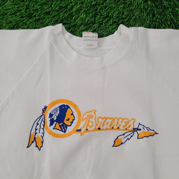 Vintage 90s Braves Raglan Sweatshirt Womens XL/2XL 23x24 White - Picture 10 of 16